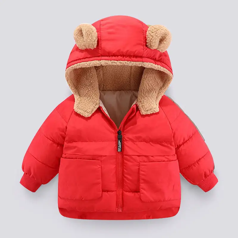 Children's Hooded Puffer Jacket Black with Bear Ears - Image 5