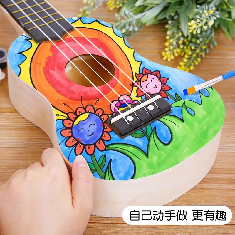 Kids Ukulele DIY Wooden Painted Musical Instrument - Image 22