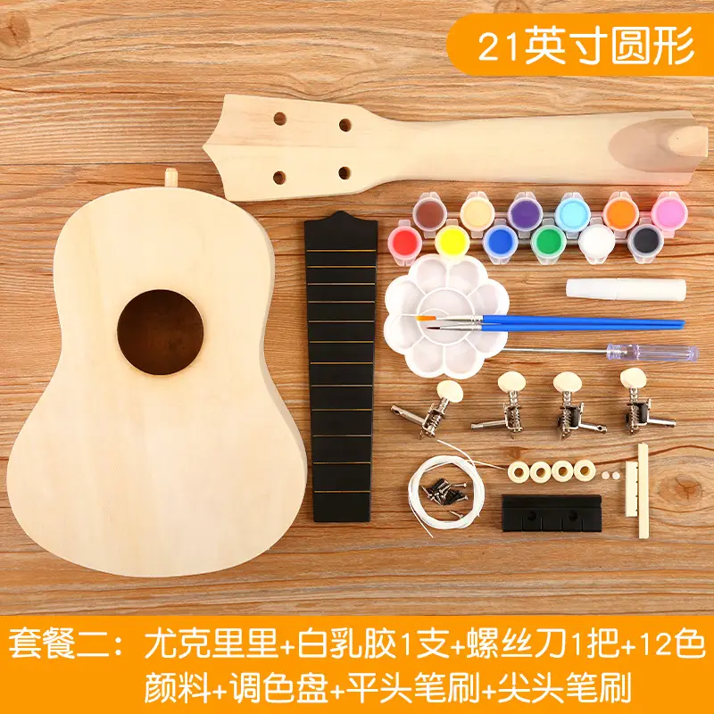 Kids Ukulele DIY Wooden Painted Musical Instrument - Image 2