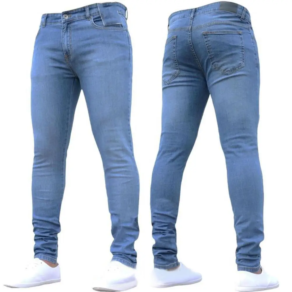 Men's Blue Denim Skinny Pants Tight Fit 1083 - Image 6