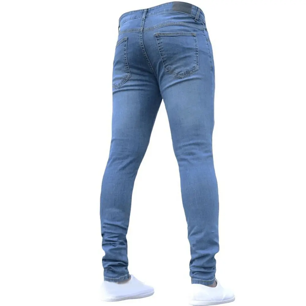 Men's Blue Denim Skinny Pants Tight Fit 1083 - Image 7