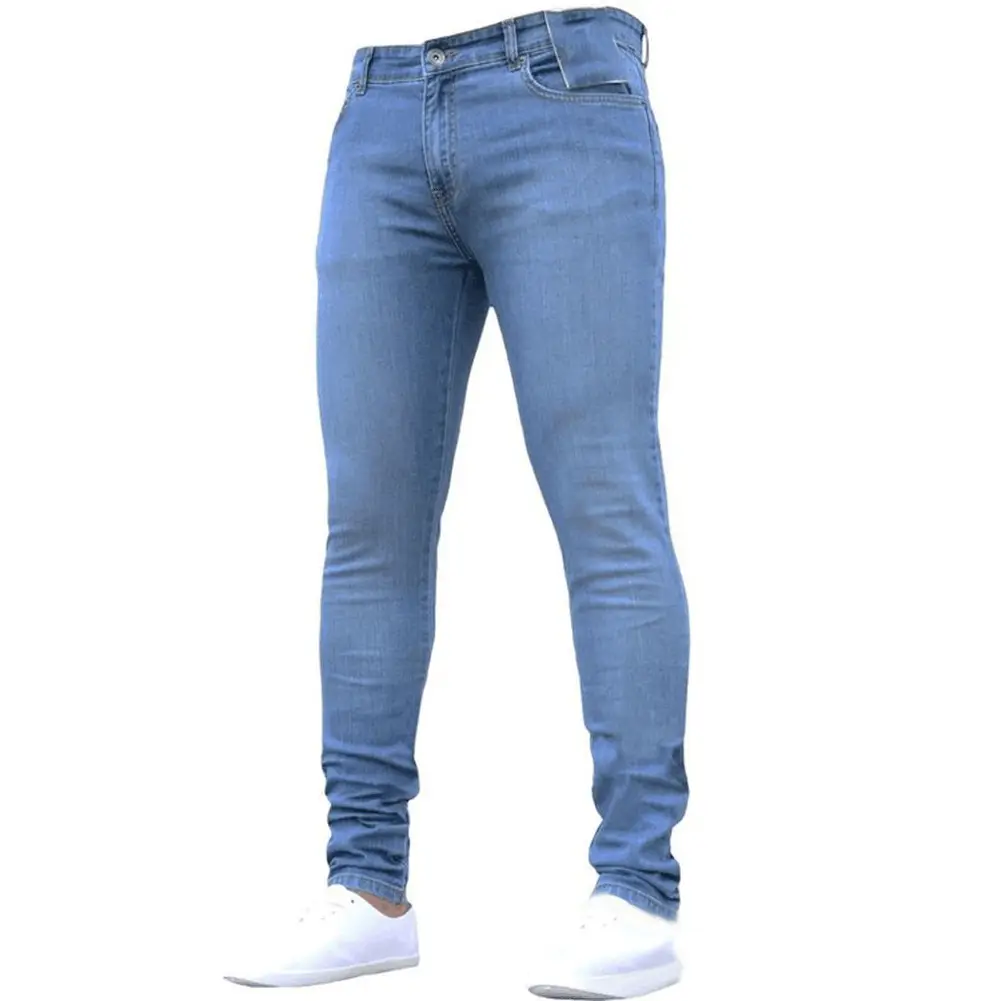 Men's Blue Denim Skinny Pants Tight Fit 1083 - Image 2