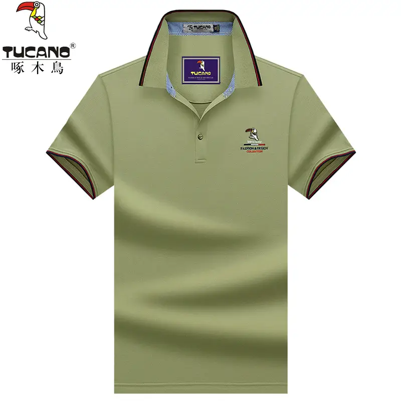 Men's Woodpecker Polo Shirt Olive Green Short Sleeve - Image 5