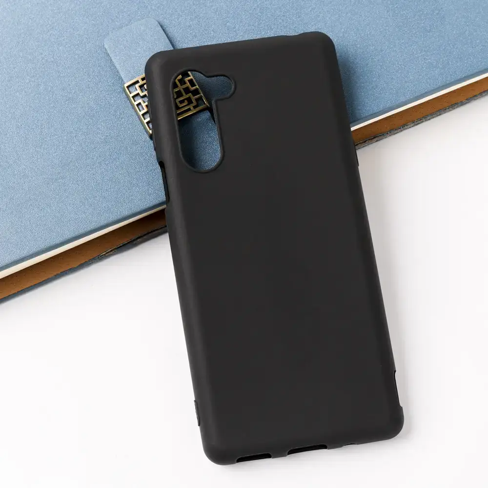 Matte Tpu Leather Phone Case Black Solid Color — feature 1