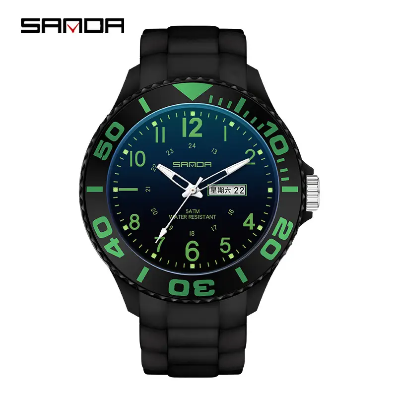 Sanda Green Quartz Casual Watch Double Display - Image 14