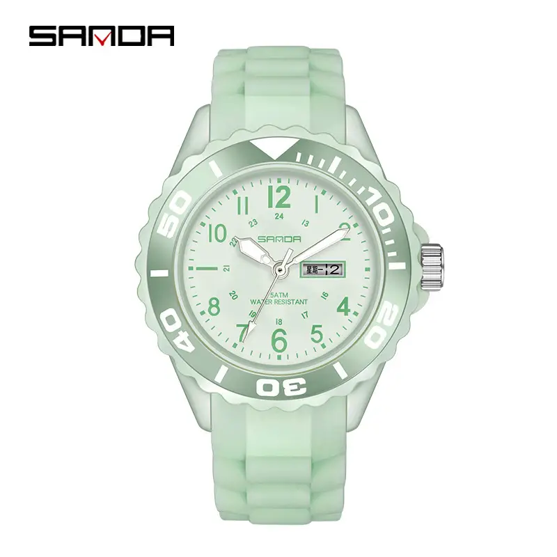 Sanda Green Quartz Casual Watch Double Display - Image 2
