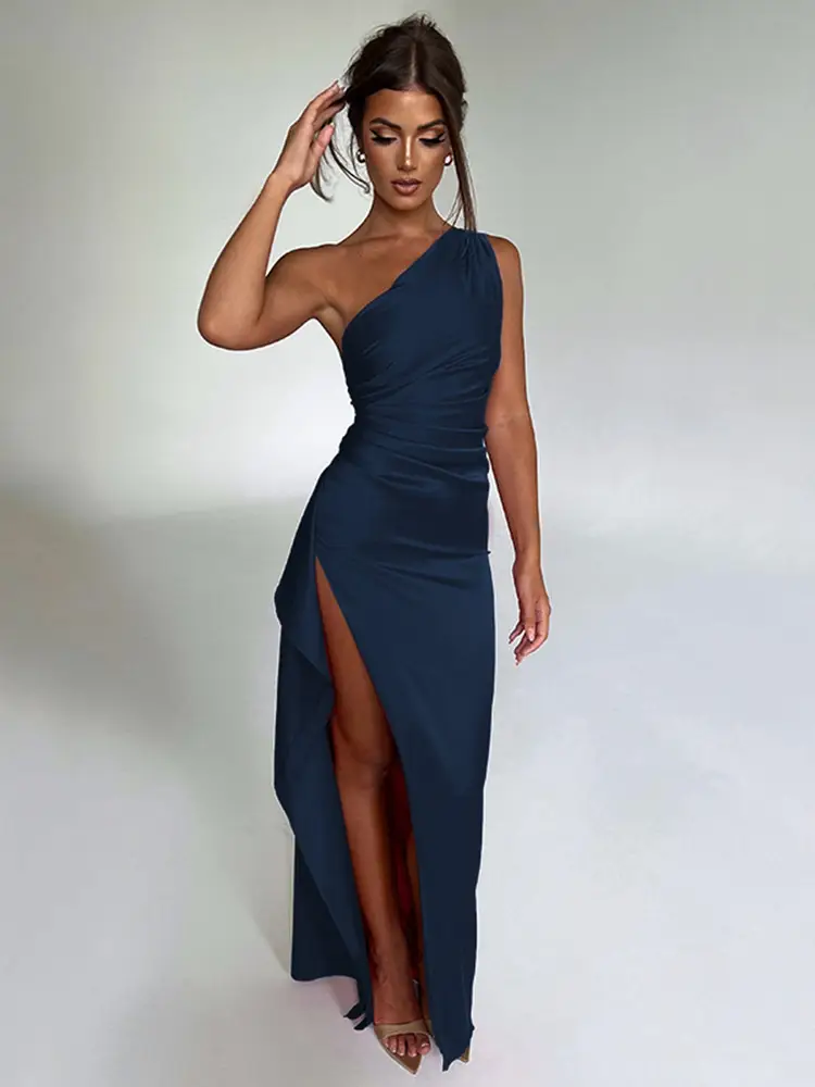 2025 Satin Slim Fit Satin Dress Red - Image 4
