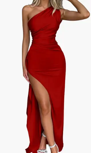 2025 Satin Slim Fit Satin Dress Red - Image 6