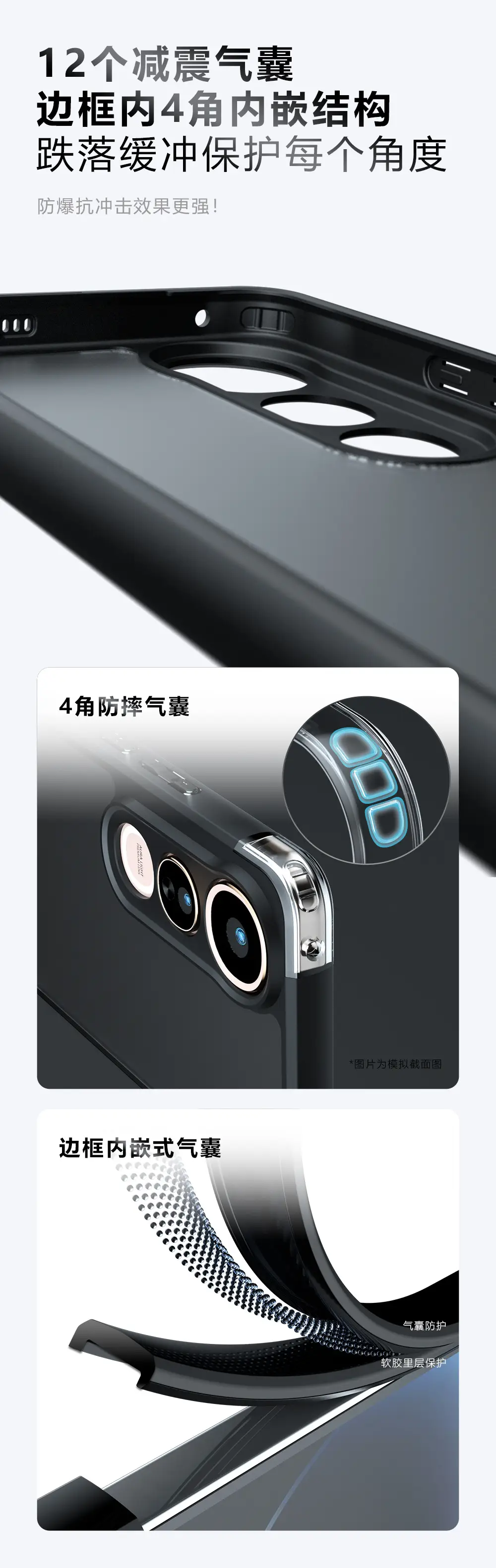Vivo V50 Lite 3D Touch Phone Case Black Anti-Fall — feature 2
