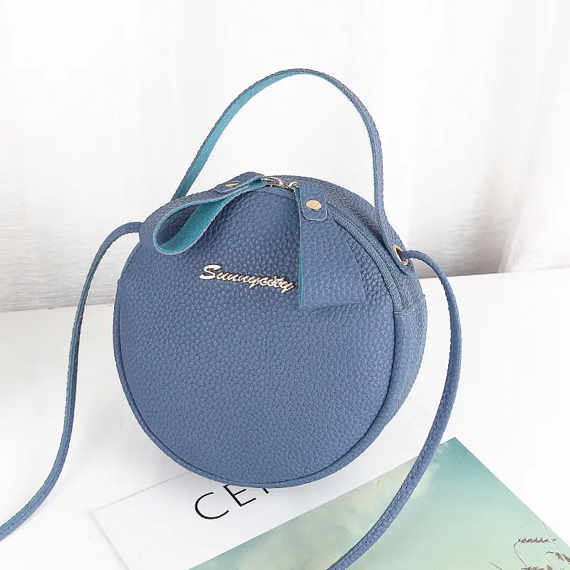 Women's Blue Round Zipper Mobile Bag - Image 7
