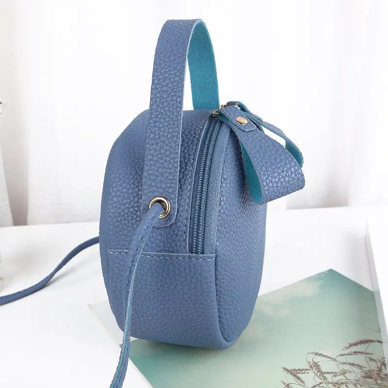 Women's Blue Round Zipper Mobile Bag - Image 8