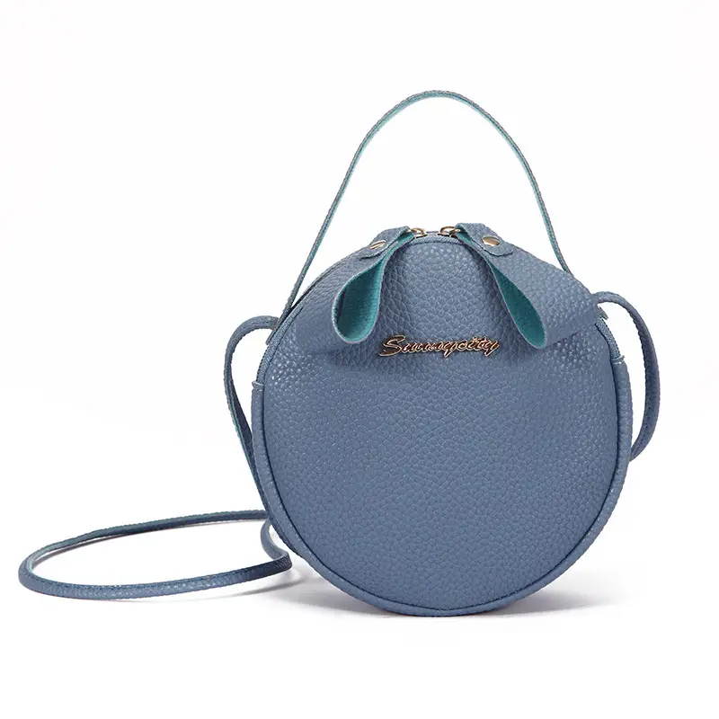 Women's Blue Round Zipper Mobile Bag - Image 10