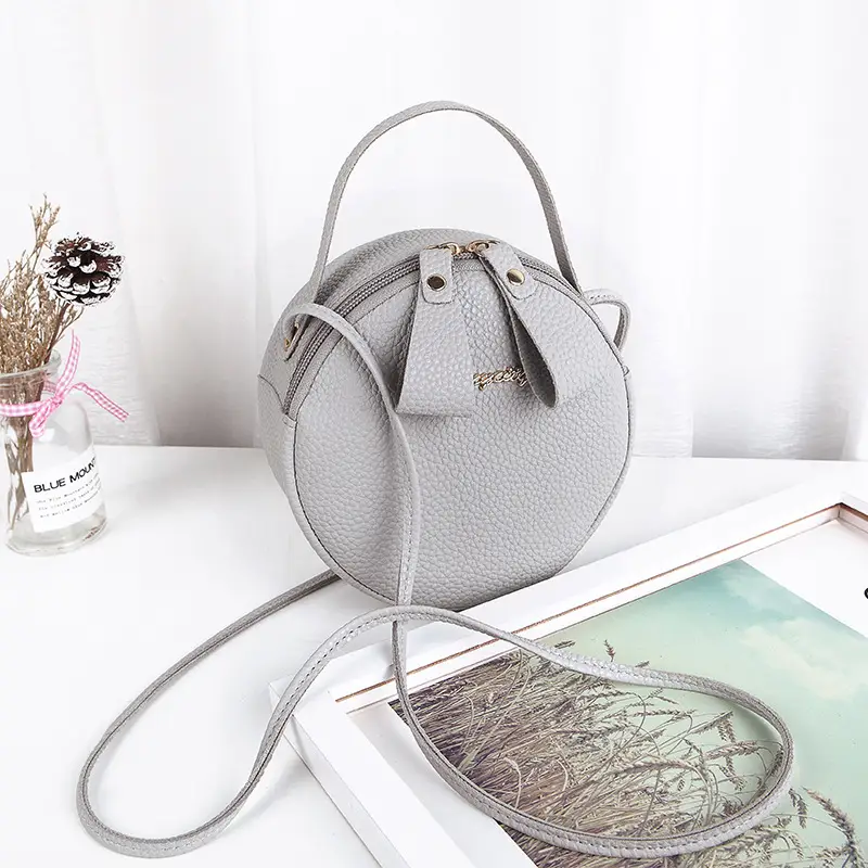Women's Blue Round Zipper Mobile Bag - Image 2
