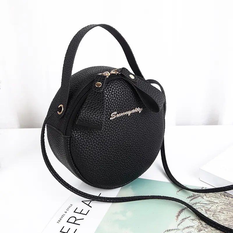 Women's Blue Round Zipper Mobile Bag - Image 4