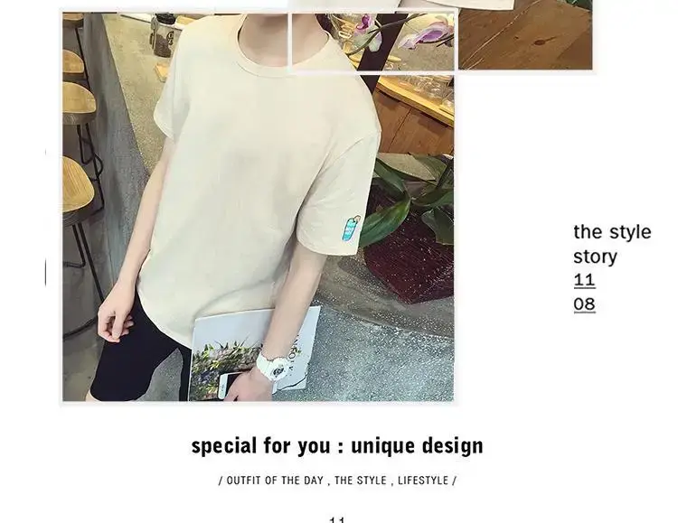 Men Light Blue Round Neck T-Shirt Short Sleeve — feature 16