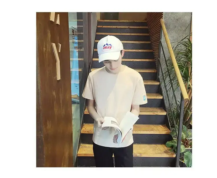 Men Light Blue Round Neck T-Shirt Short Sleeve — feature 19