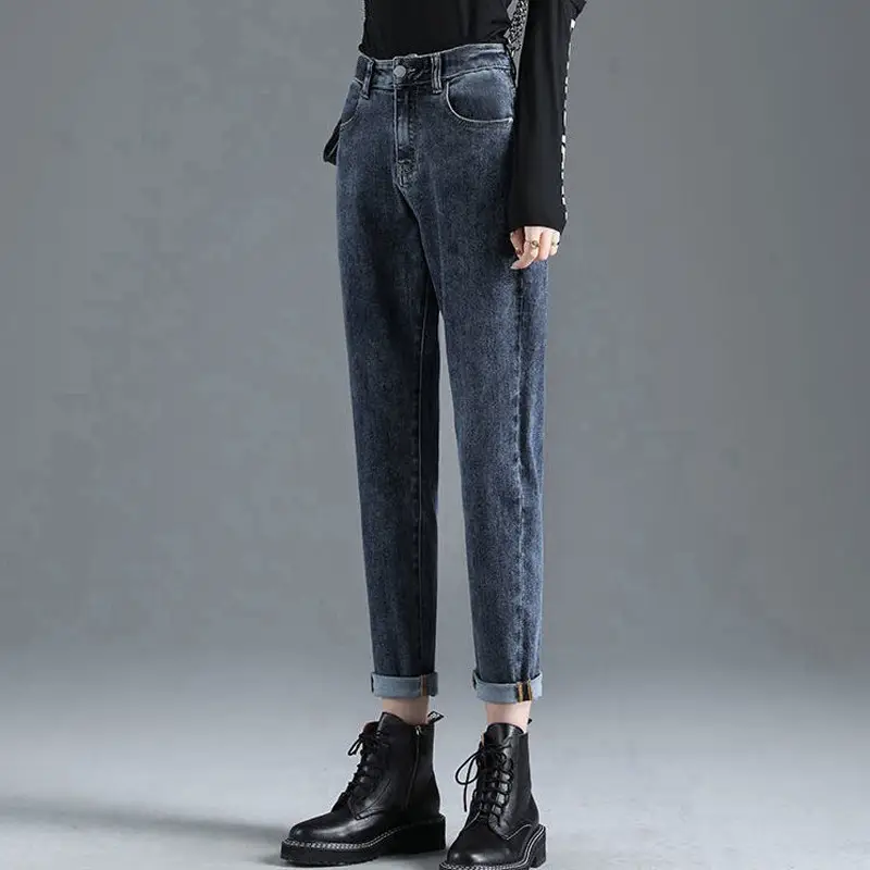 Fleece Lined Thickened Jeans Women Black Slimming High Waist - Image 8