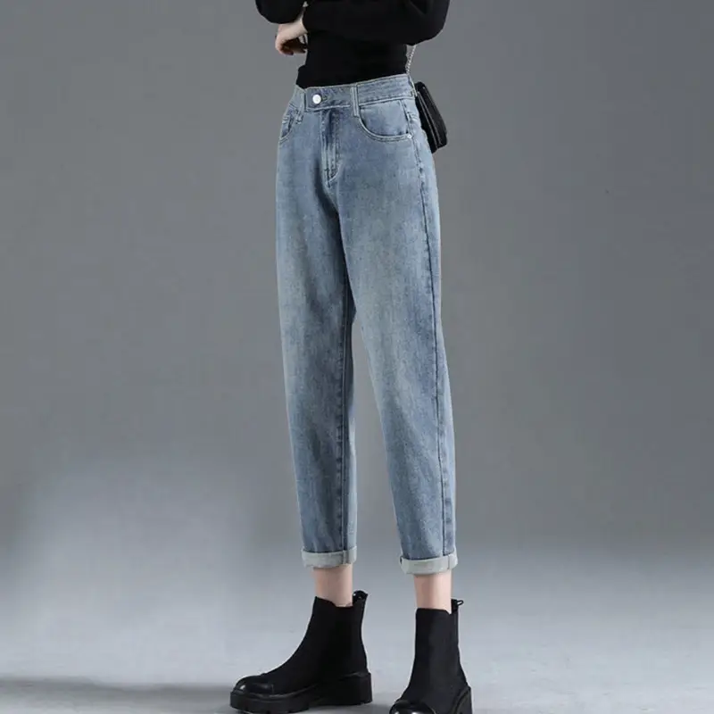 Fleece Lined Thickened Jeans Women Black Slimming High Waist - Image 2