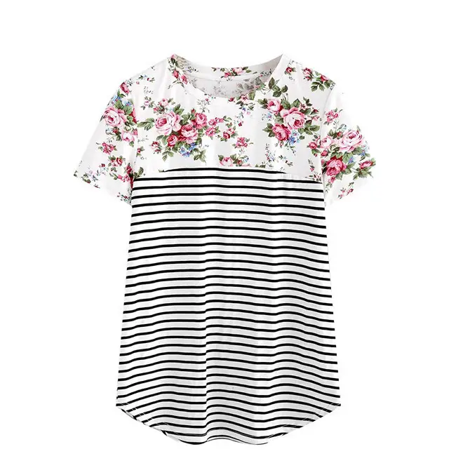 Women Striped Floral Sleeve Nursing Top - Image 5