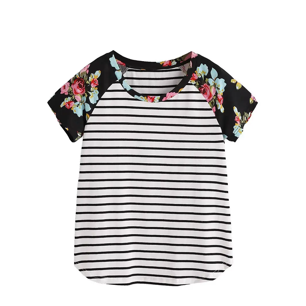 Women Striped Floral Sleeve Nursing Top - Image 6