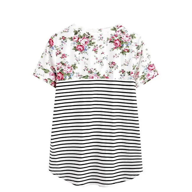 Women Striped Floral Sleeve Nursing Top - Image 7