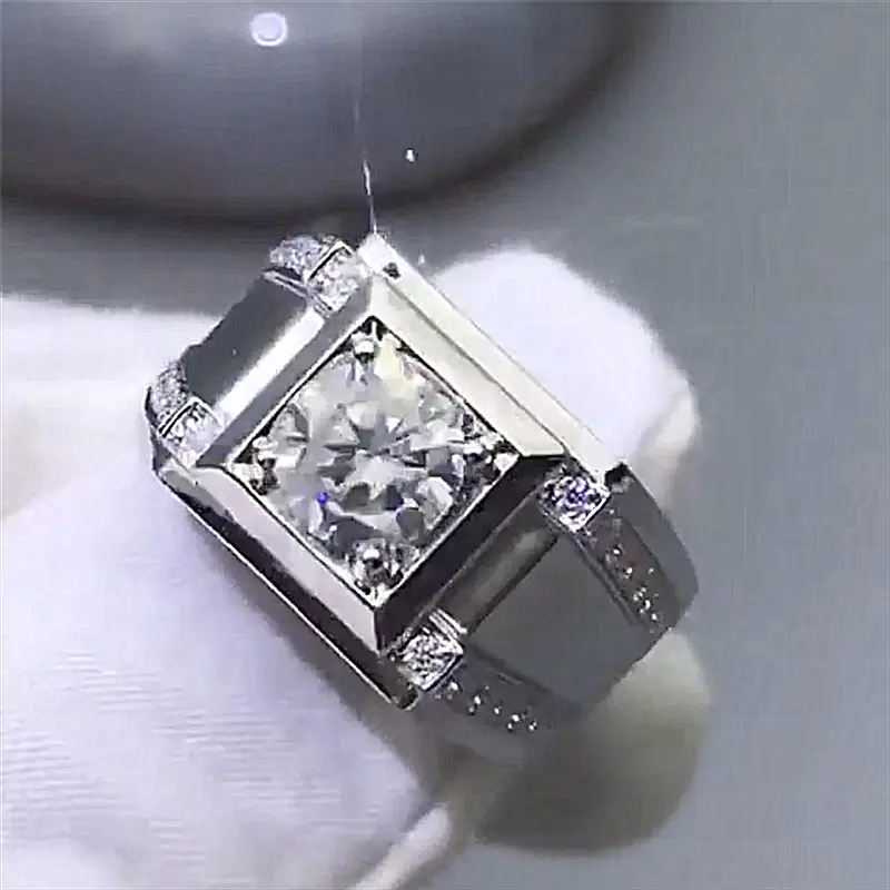 Diamond Plated Domineering Diamond Ring 18K Moissanite - Image 3