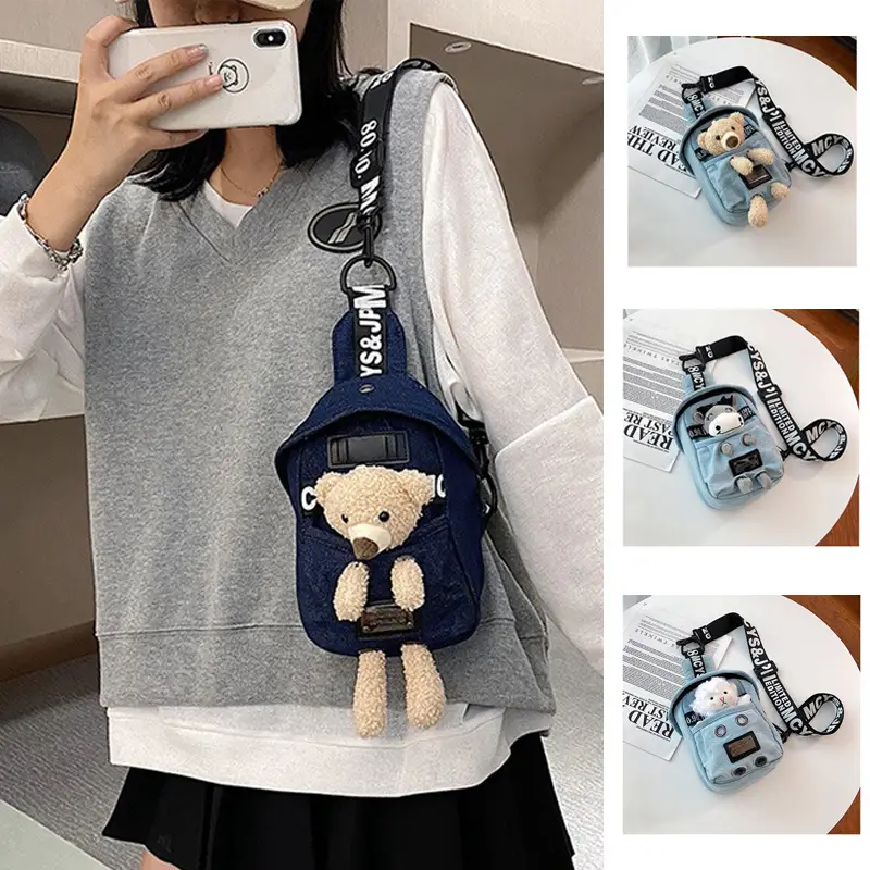 Women's Blue Plush Bear Crossbody Bag - Image 7