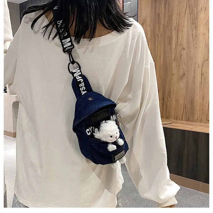 Women's Blue Plush Bear Crossbody Bag - Image 8