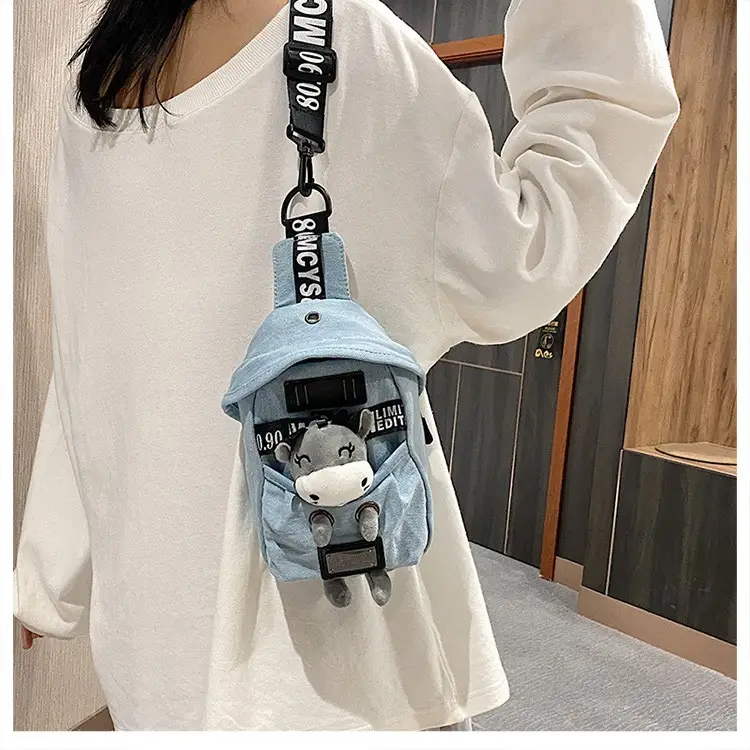 Women's Blue Plush Bear Crossbody Bag - Image 9