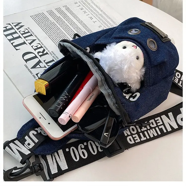 Women's Blue Plush Bear Crossbody Bag - Image 10