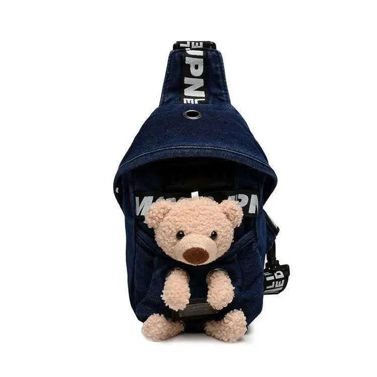 Women's Blue Plush Bear Crossbody Bag - Image 11