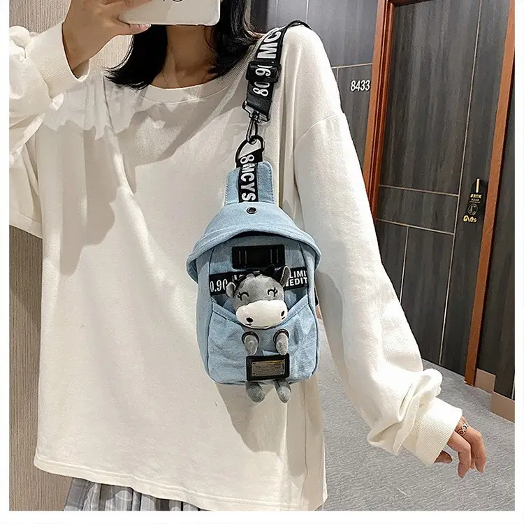 Women's Blue Plush Bear Crossbody Bag - Image 4