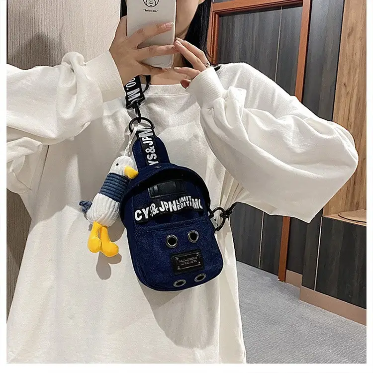 Women's Blue Plush Bear Crossbody Bag - Image 6