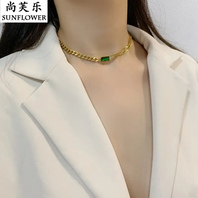 European American Stitching Chain Distinctive Fashion Short Clavicle Chain - Image 5