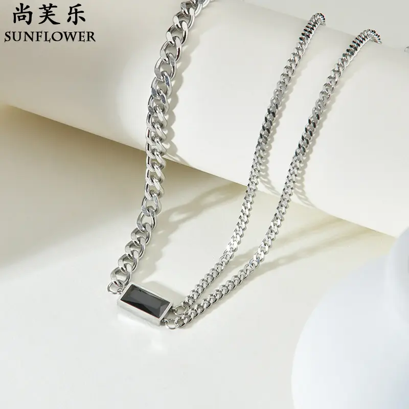 European American Stitching Chain Distinctive Fashion Short Clavicle Chain - Image 2