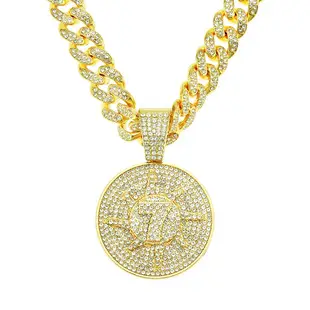 Men's Ruby Oval Pendant Cuban Chain Necklace — feature 9
