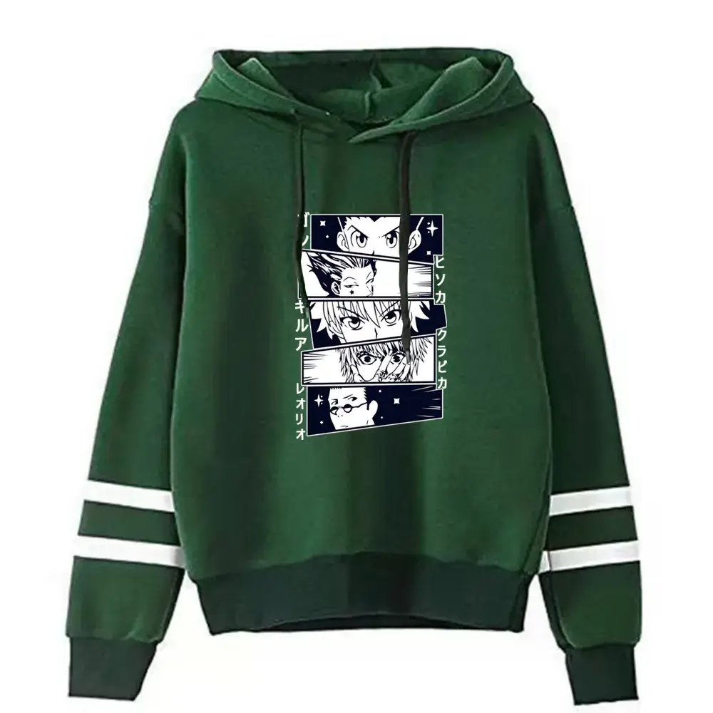 Men Green Hunter X Hunter Printed Hoodie Sweatshirt - Image 9