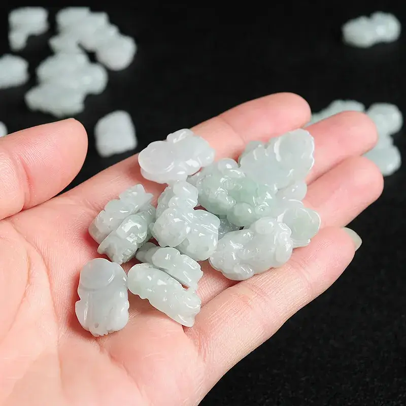 Natural Burmese Jade Pendant with Ice Design - Image 3
