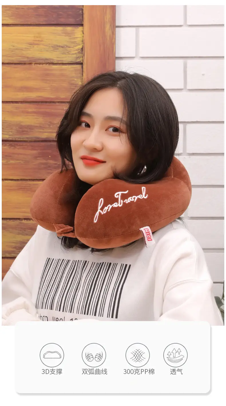 Orange U-Shaped Student Neck Pillow for Travel — feature 123