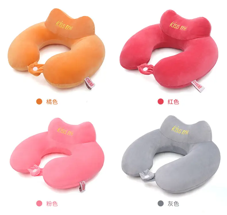 Orange U-Shaped Student Neck Pillow for Travel — feature 140