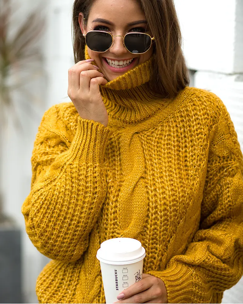 Women's 2025 Twist Turtleneck Sweater Pink — feature 10
