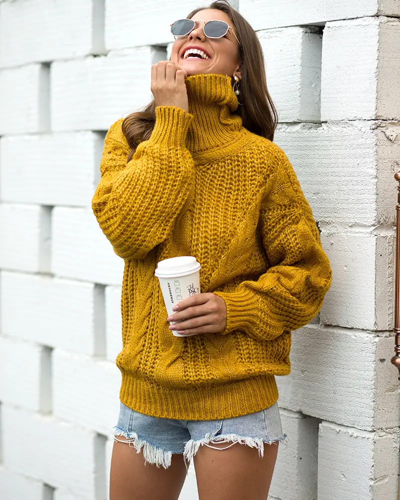 Women's 2025 Twist Turtleneck Sweater Pink — feature 12