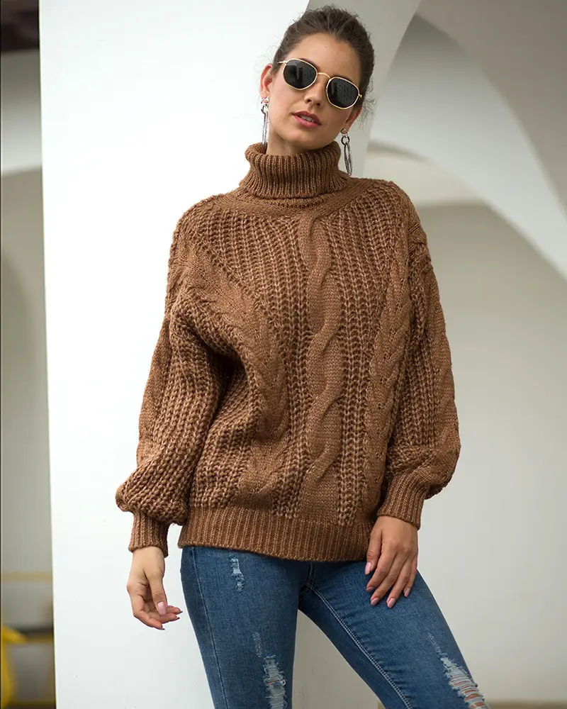 Women's 2025 Twist Turtleneck Sweater Pink — feature 16