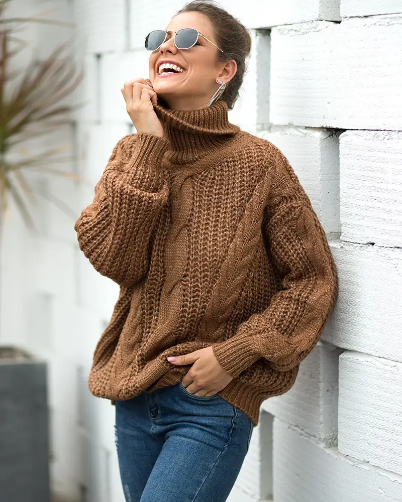 Women's 2025 Twist Turtleneck Sweater Pink — feature 18