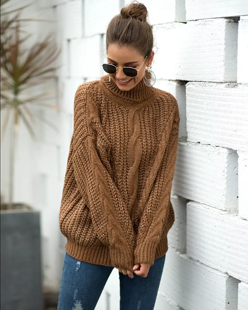 Women's 2025 Twist Turtleneck Sweater Pink — feature 19