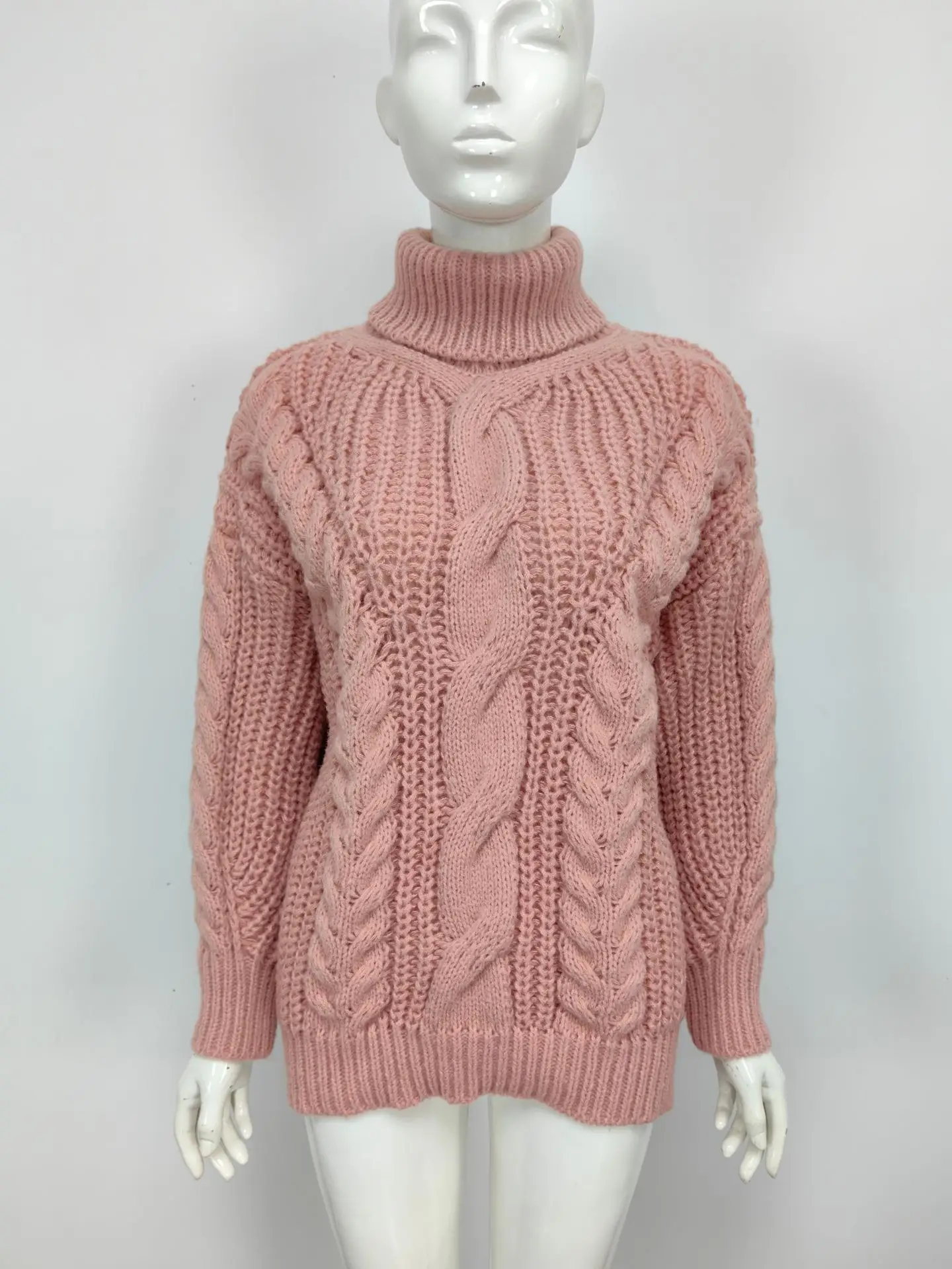 Women's 2025 Twist Turtleneck Sweater Pink — feature 24