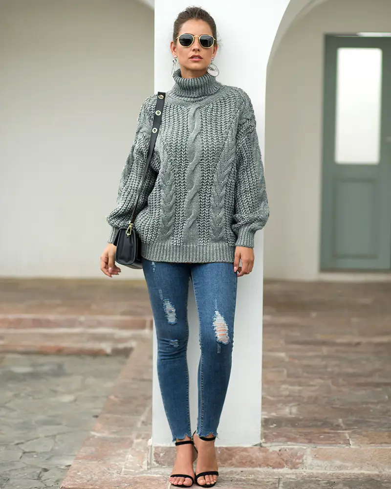 Women's 2025 Twist Turtleneck Sweater Pink — feature 32
