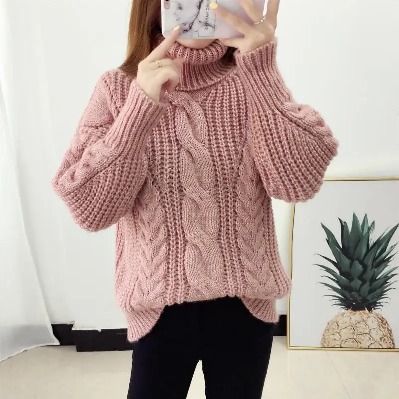 Women's 2025 Twist Turtleneck Sweater Pink — feature 48