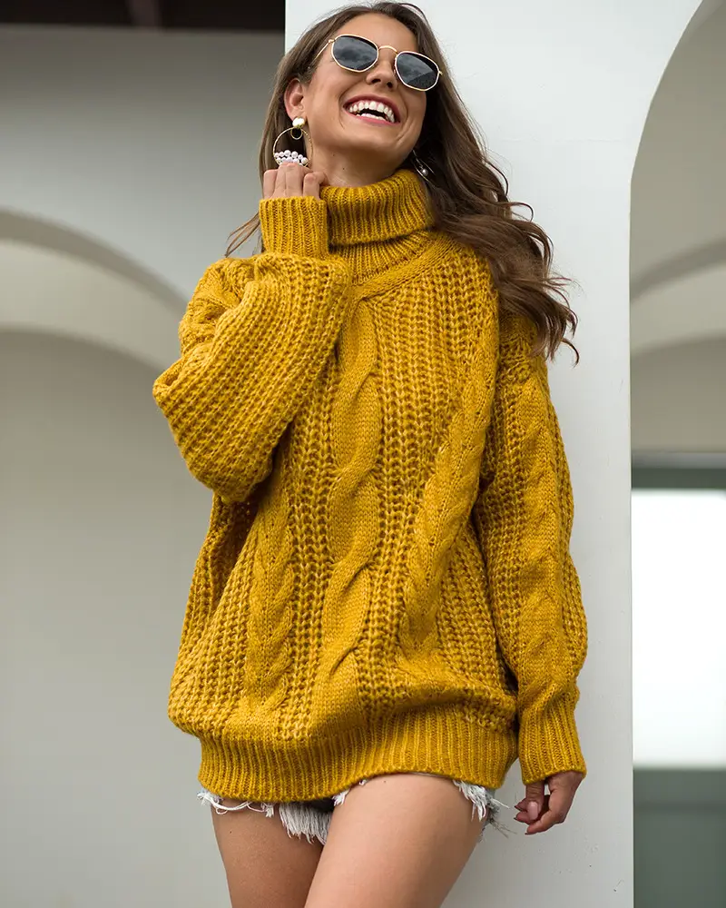 Women's 2025 Twist Turtleneck Sweater Pink — feature 9
