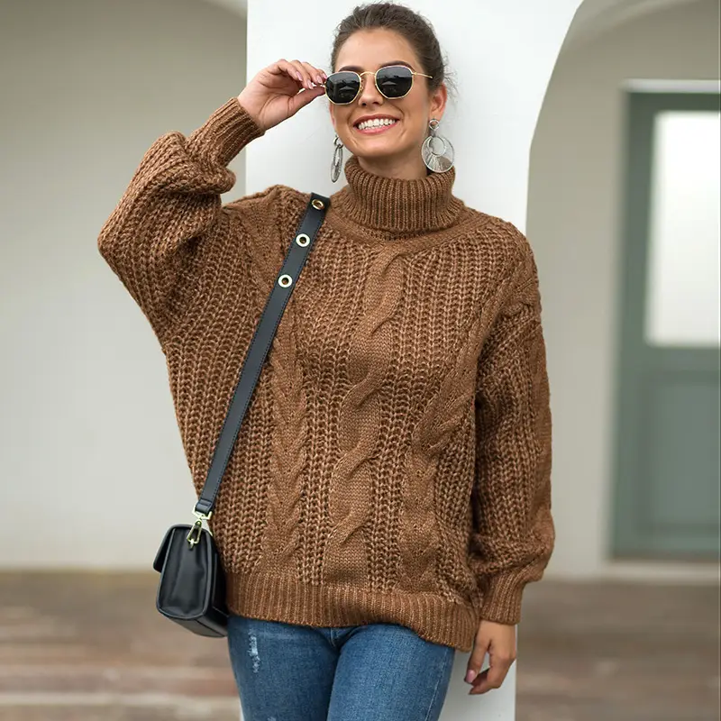 Women's 2025 Twist Turtleneck Sweater Pink - Image 5